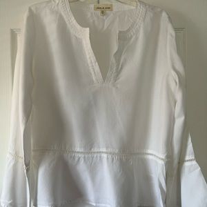 Cloth & Stone white long sleeve blouse with flared cuffs. Size M.